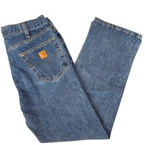 Carhartt Mens Relaxed Fit 5 Pocket Style Medium Wash Jeans 36x32
